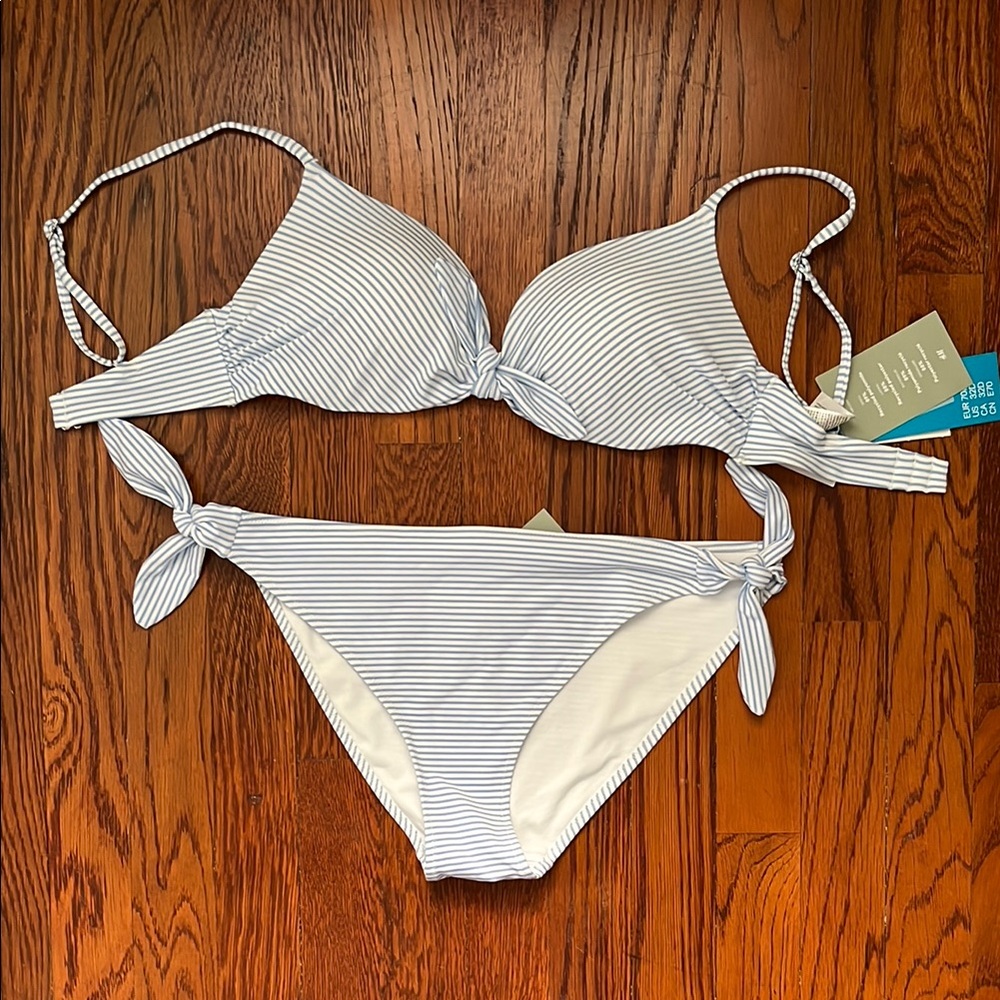 NWT H&M Blue and White Striped Bikini Set